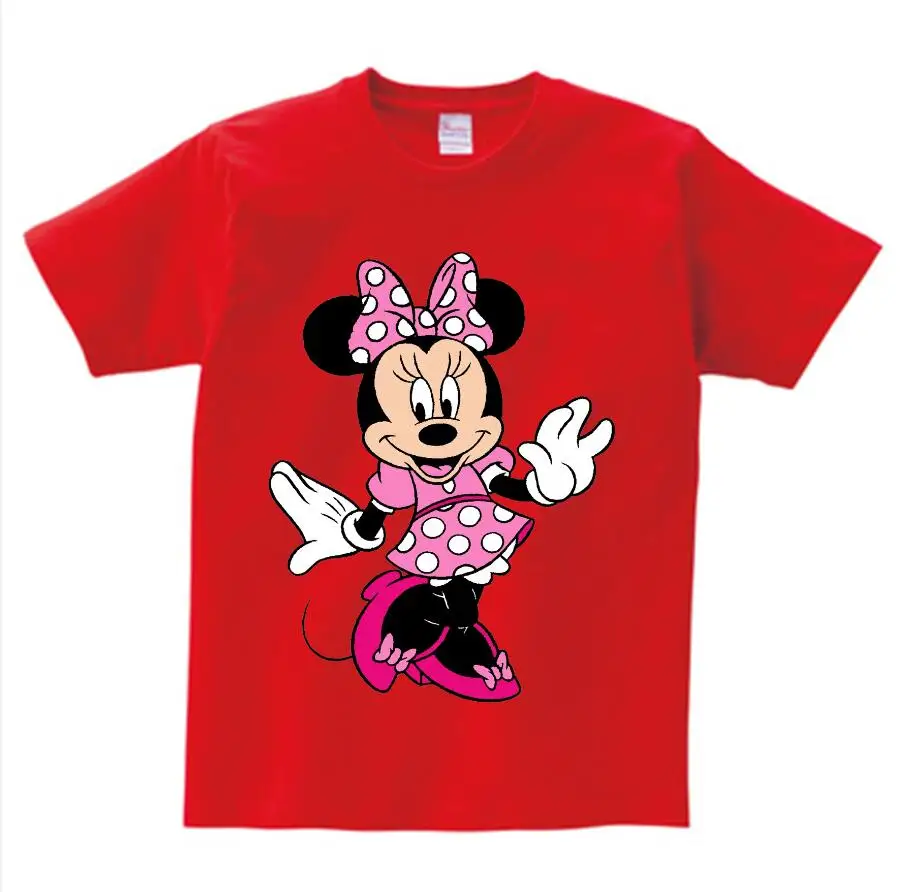 Милая футболка с Минни Маус для девочек Детская летняя футболка с короткими рукавами детская футболка из хлопка футболки с круглым вырезом для мальчиков с Микки Маусом - Цвет: red childreT-shirt