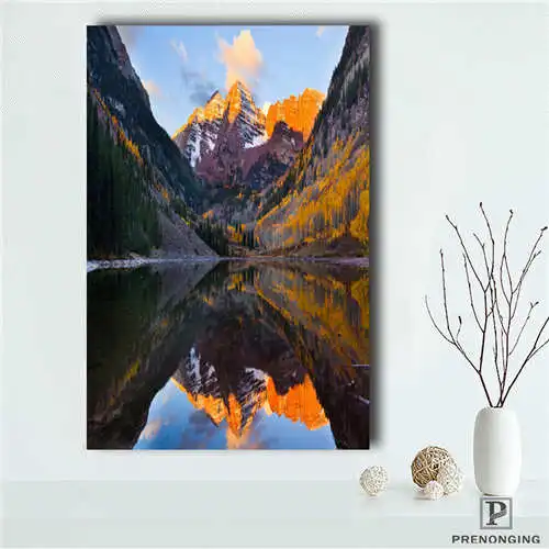

Custom mountain-river (1) Poster tree art Printing Posters Cloth Fabric Wall Art Pictures For Living Room Decor#18-10-18-99