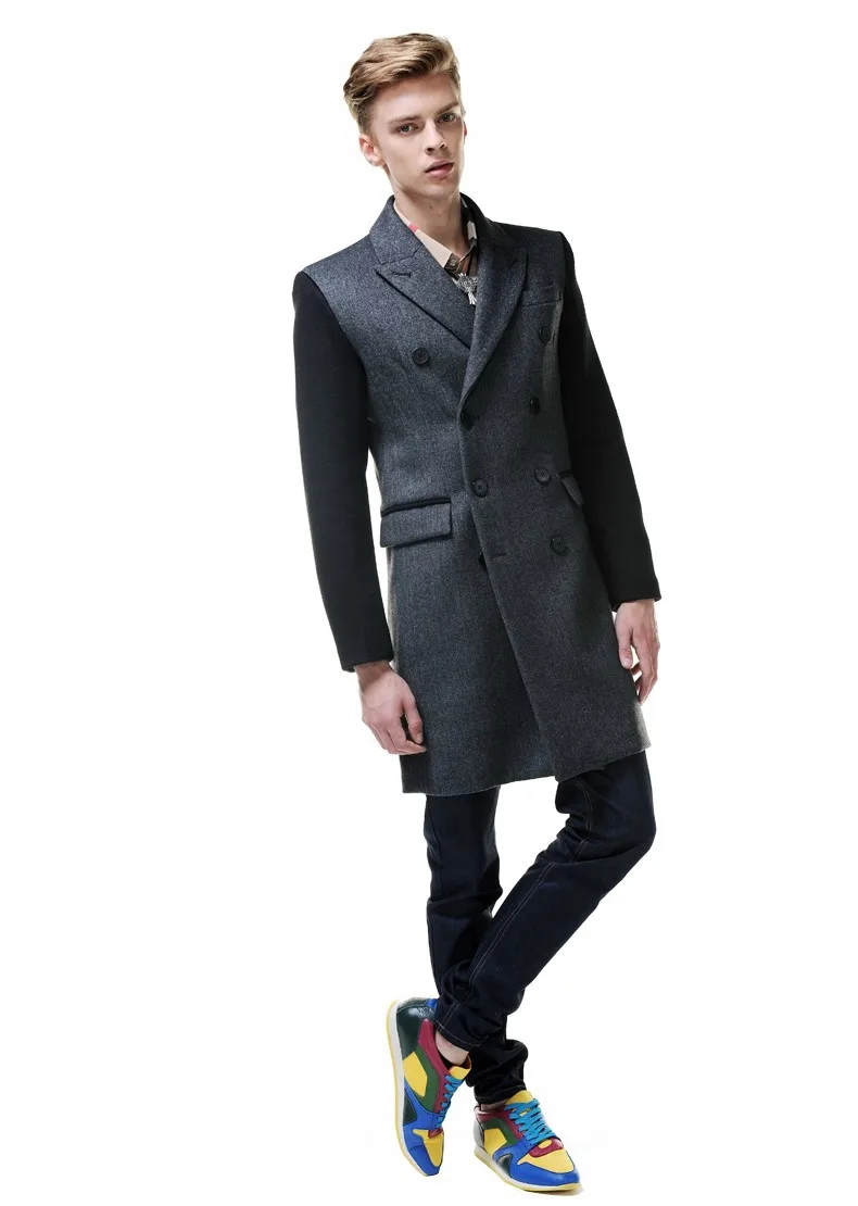 URSMART новое поступление в английском стиле двубортное пальто Мужское пальто для делового человека куртка