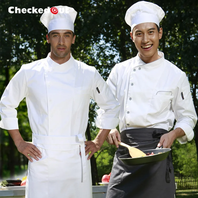 Buy Top quality Cook suit checkedout white long sleeve