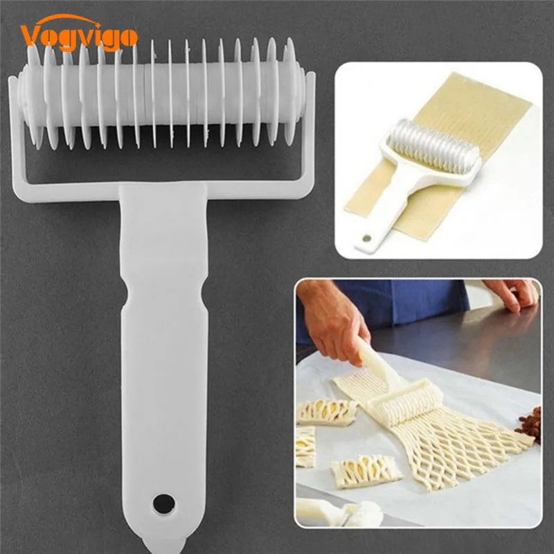

VOGVIGO Pie Pizza Cookie Cutter Pastry Plastic Baking Tools Bakeware Embossing Dough Roller Lattice Craft Large Size