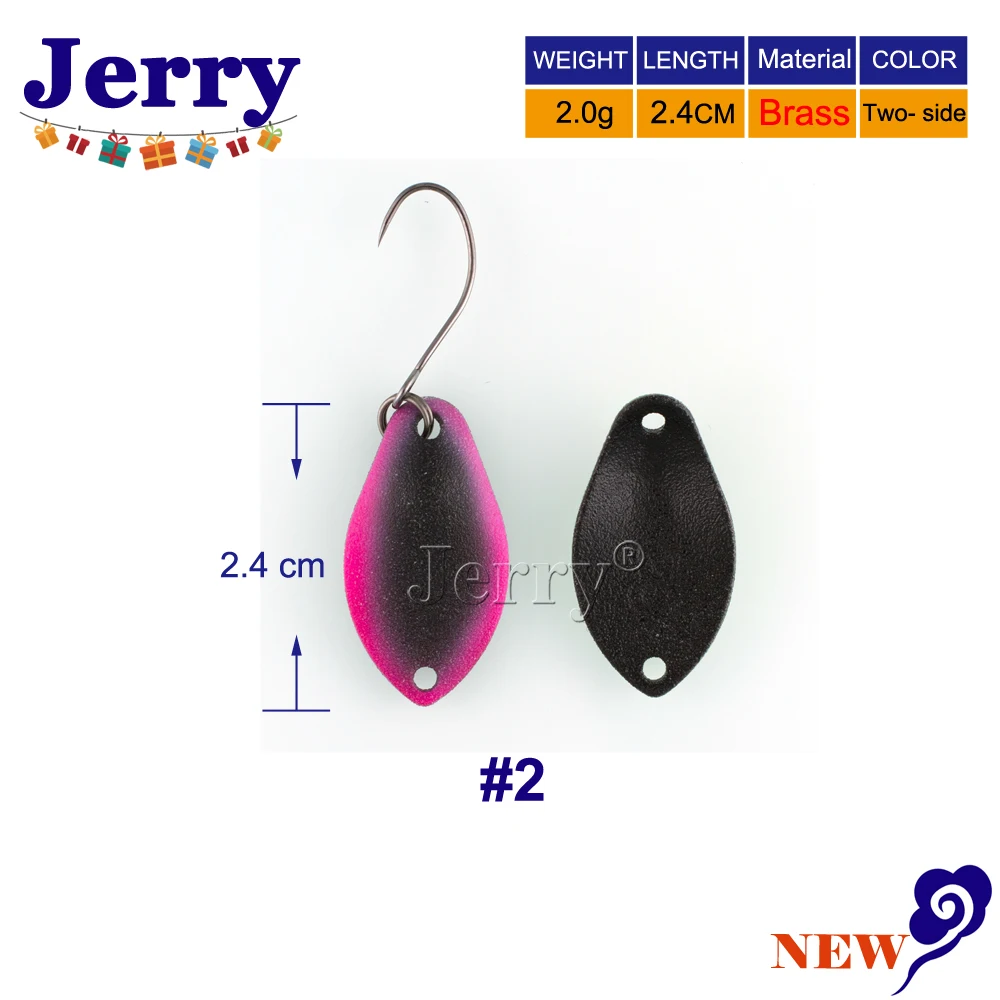 Jerry 2 г форель ложки латунные спиннинговые рыболовные ложки pesca микро металлические приманки зона форель рыбалка сверхлегкий - Цвет: black pink