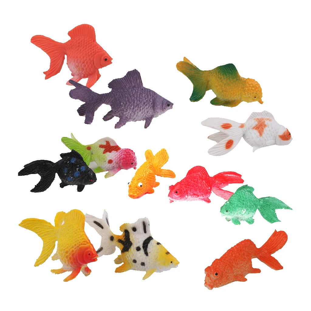 Plastic Artificial Goldfish Animals Toy Model 12pcs Colorful