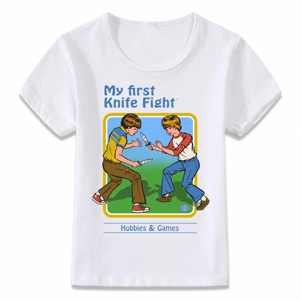 

Kids Clothes T Shirt My First Knife Fight Dark Humor T-shirt for Boys and Girls Toddler Shirts Tee