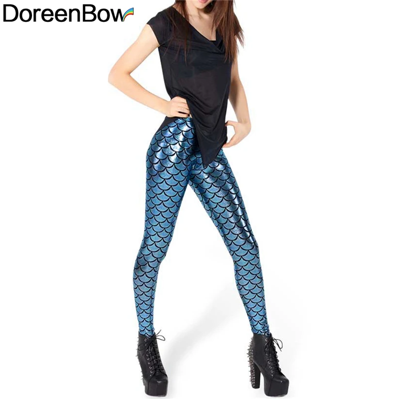 DoreenBow New Spring Fish Scale Patterns Royal Blue Leggings Fitness Slim Sportswear Clothing