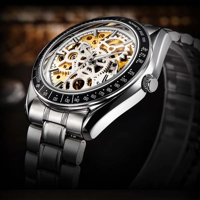 

IK Colouring Luxury Men Watches Men Skeleton Watches Automatic Mechanical Watch Fashion Casual Stainless Steel Relogio Masculino