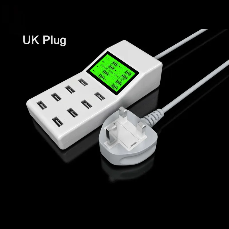 Адаптер питания с вилкой для ЕС Великобритании США быстрая зарядка 8 USB портов