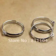 Никель свободный с серебряным покрытием Медь пустой Кепки с отверстием баз палец Кольца настройки DIY ювелирных изделий