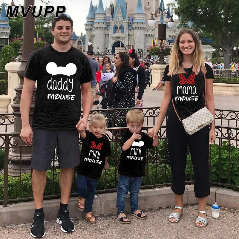 Семейная футболка мини мышь мультфильм Папа мама и я одежда девочка отец сын дочь