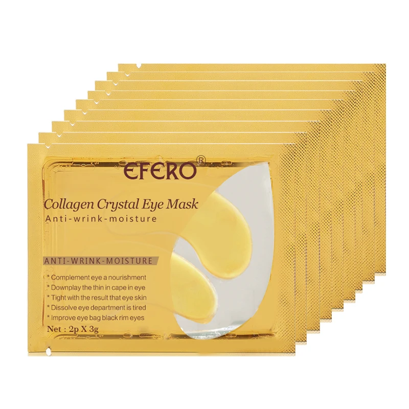 

efero 10packs=20pcs Gold Masks Collagen Crystal Eye Mask Eye Patches for Anti Wrinkle Eliminates Dark Circles Eye Pad Face Masks