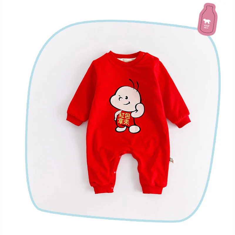 Baby Boy Clothes Детская Новогодняя одежда с длинными рукавами красные зимние детские комбинезоны для младенцев, комбинезоны, милые пижамы, комбинезон для детей 0-2 лет - Цвет: Baby Boy Clothes