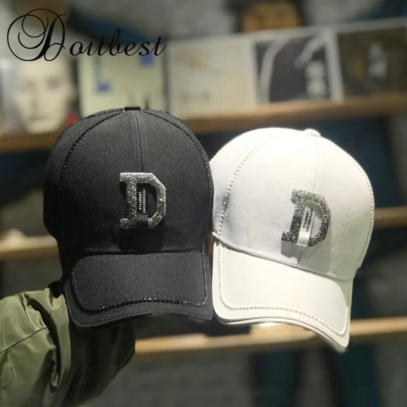 

Doitbest Women Rhinestone D letter Baseball Cap men's Summer Sun Hat big Boys Girls snapback Caps suit for Teens Lovers