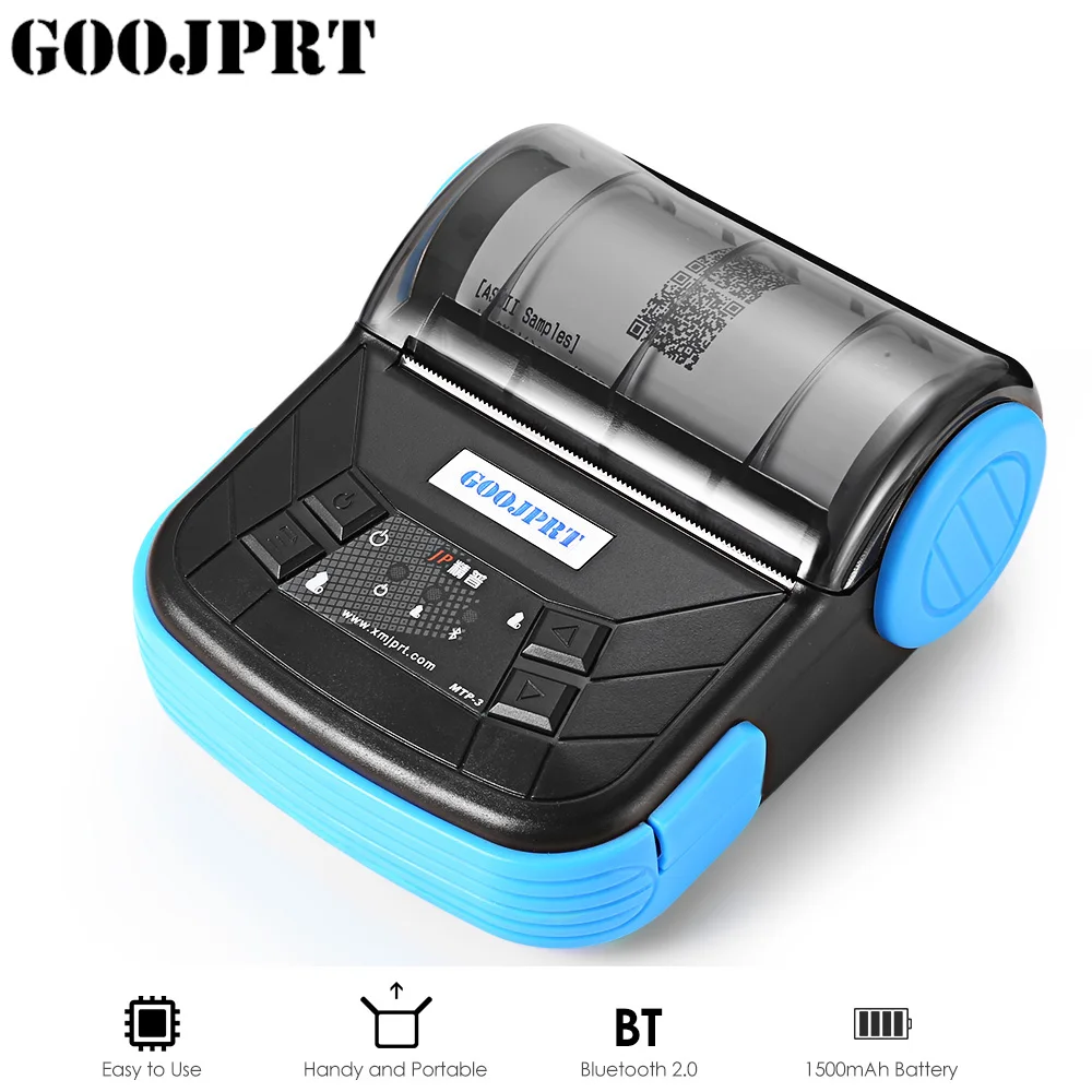 

GOOJPRT MTP-3 80mm Bluetooth Thermal Printer Portable Exquisite Lightweight Design Support Android POS Multi-language EU US Plug