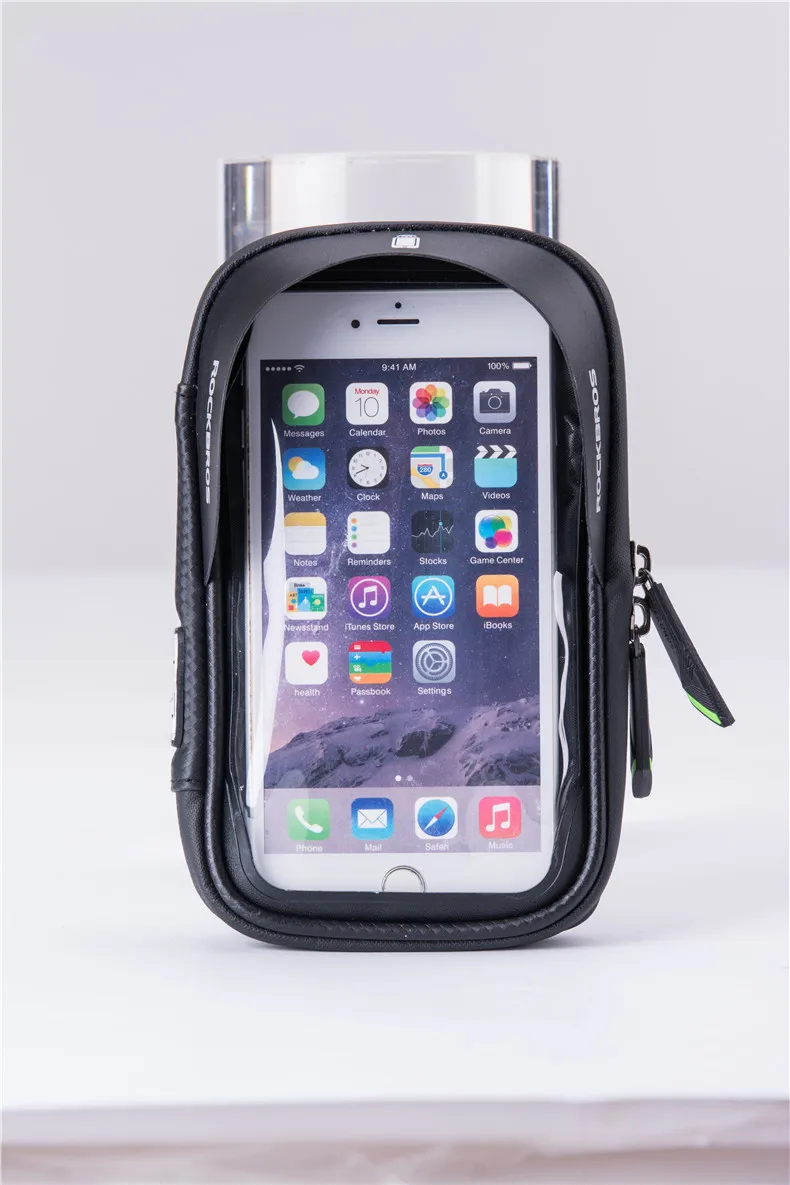 Clearance ROCKBROS Cycling Front Bag Bike Phone Mount Bicycle Holder Case MTB Handlebar Cradle 360 Degrees Rotatable Phone Bag 6.0 inch 4