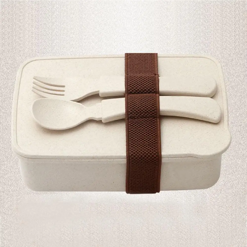 

New 1L Bento Healthy Material Lunch Box with Fork Spoon Kitchen Wheat Straw Bento Boxes Microwave Dinnerware Lunch Box Container