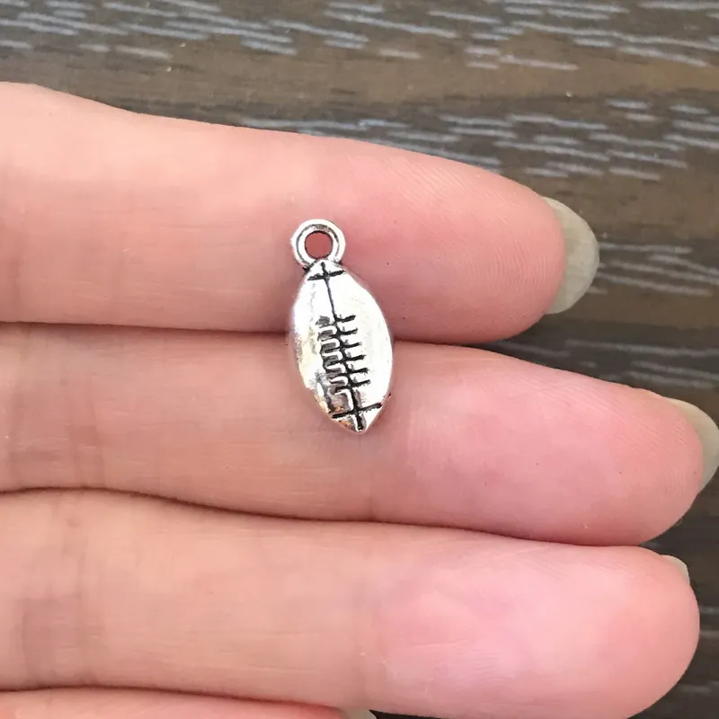 

20PCS DIY Charm Sport Football Charm Antique Silver Tone Alloy Pendant Charm for Bracelet Necklace Earring Jewelry Gift