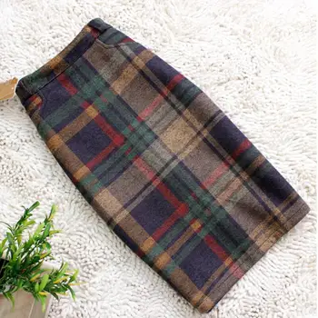 

2020 Women Autumn Winter Spring Plaid Skirt High Waist Straight Skirt Midi Long Skirt Vintage Slim Hip Plus Size Skirts Women