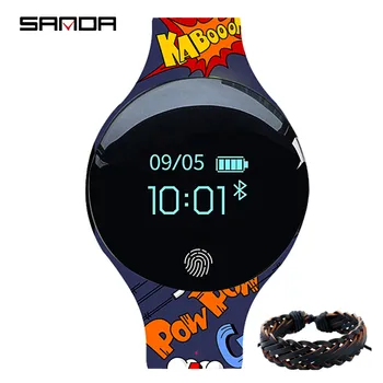 

SANDA 2018 new models waterproof sports watch Pedometer Fitness watch Bluetooth silicone bracelet digital watch smart watch