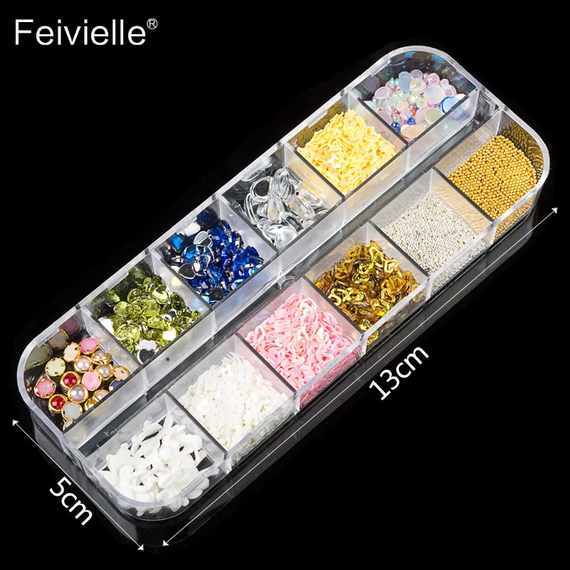 Feivielle 2018 Новинка 2000 шт 3D разноцветные Стразы для ногтей золотые бусины сердце