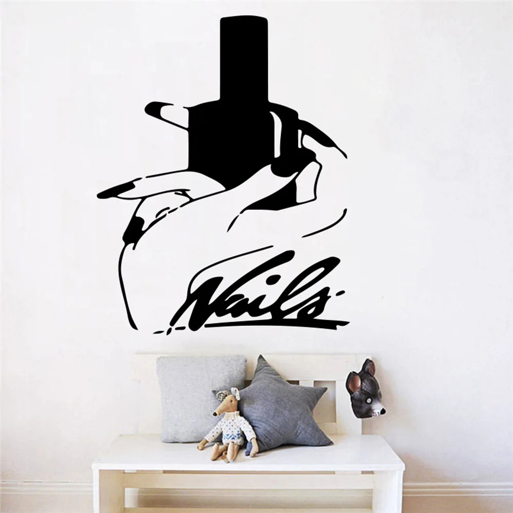 

Large Nail Salon Manicure Studio Shop Polish Wall Sticker Hair Nail Stylist Manicure Woman Hand Wall Decal Vinyl Decor