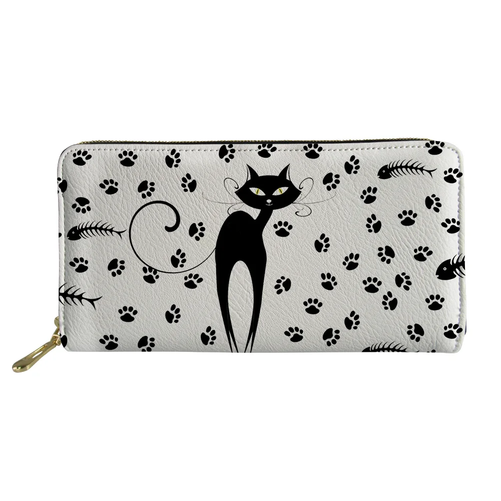 

ELVISWORDS Casual Women Wallet Large Capacity School Purse Ladies Fashion Long Clutch Female Cute Wallets Cartoon Cats Style New