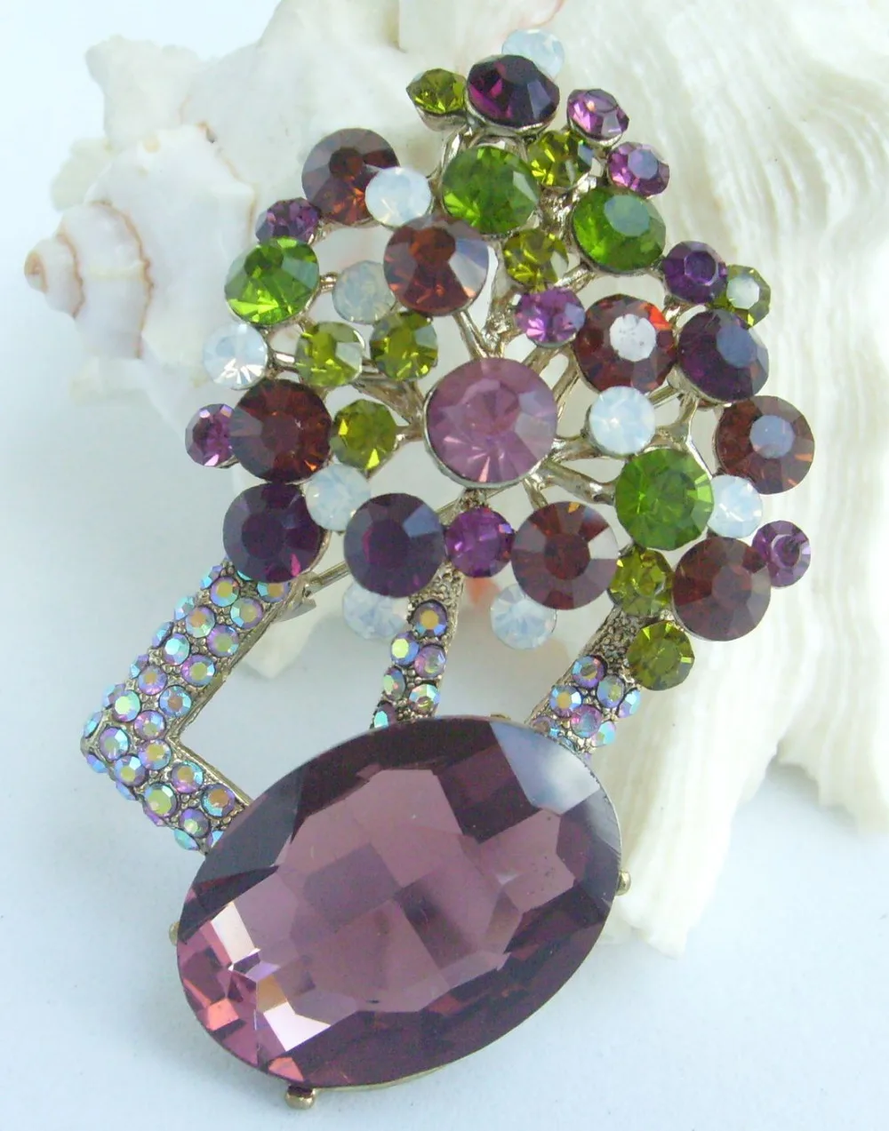 Costume Jewelry Purple Rhinestone Crystal Teardrop Brooch Pin EE06051C3flower brooch pinbrooch