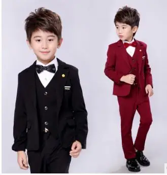 

2018 Boys suits for weddings Kids Prom Suits Black/Red Wedding Suits for Boys Tuxedo Children Clothing Set Boy Costume 3pcs