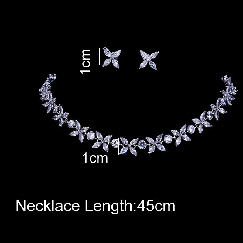 Emmaya Zircons Stunning Crystal Necklace and Earrings Luxury Bridal Party Jewelry Set For Wedding Evening Gift Bridal Jewelry Sets