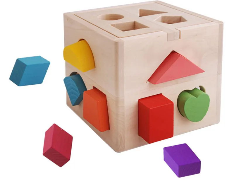 Najtaniej 13 otwory inteligencja dziecko bloki meczów kształt nauka zabawki edukacyjne klocki drewniane kształt Sorter Cube klocki