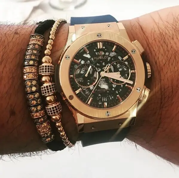 2pcs Set 2017 Rose Gold Men Wrist Watch Macrame Bracelet Micro 2pcs Set 2017 Rose Gold Men Wrist Watch Macrame Bracelet Micro Pave Champagne Black Cz Father S Day Gift In Charm Bracelets From Jewelry