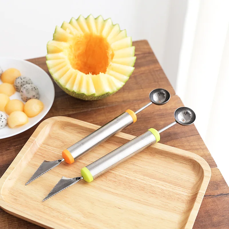 

1pcs Watermelon Melon Fruit Carving Knife Kitchen Gadgets Ice Cream Dig Ball Scoop Spoon Baller DIY Assorted Cold Dishes Tools
