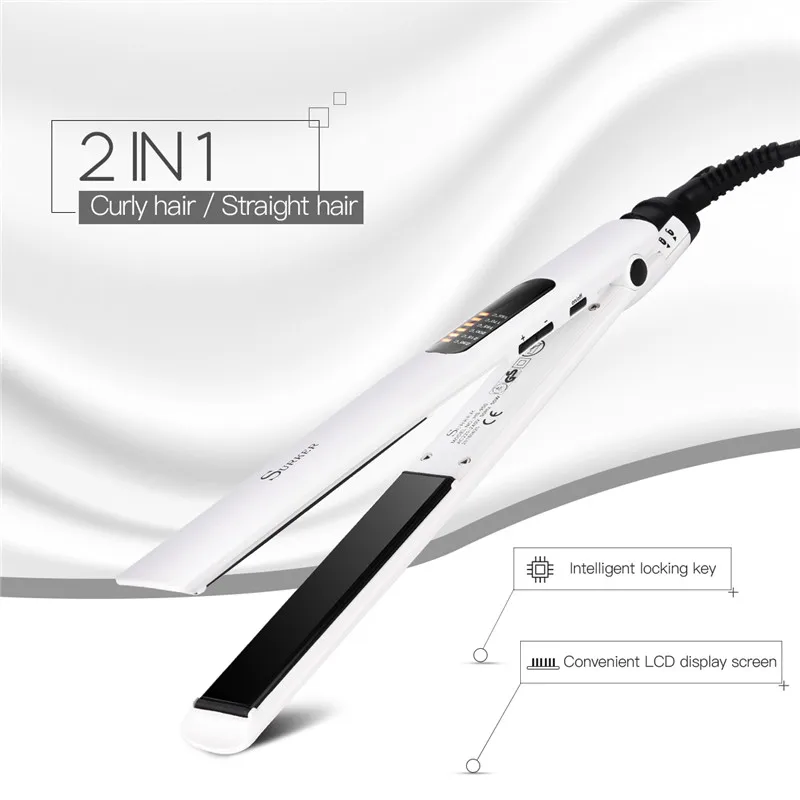 

Nano Titanium Wide Plate Flat Iron Ceramic Hair Straightener Curler Fast Heating Chapinha Straightening Brush With LCD Display