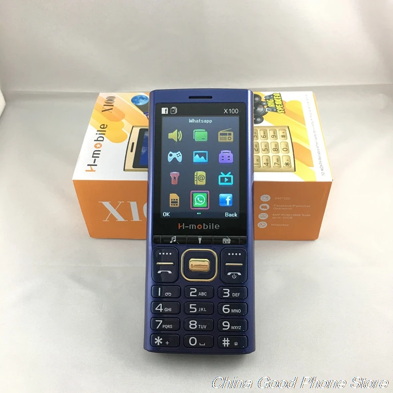 H Mobile X100 три sim карты режима ожидания большой фонарь динамик Вибрация радио 3800 мАч