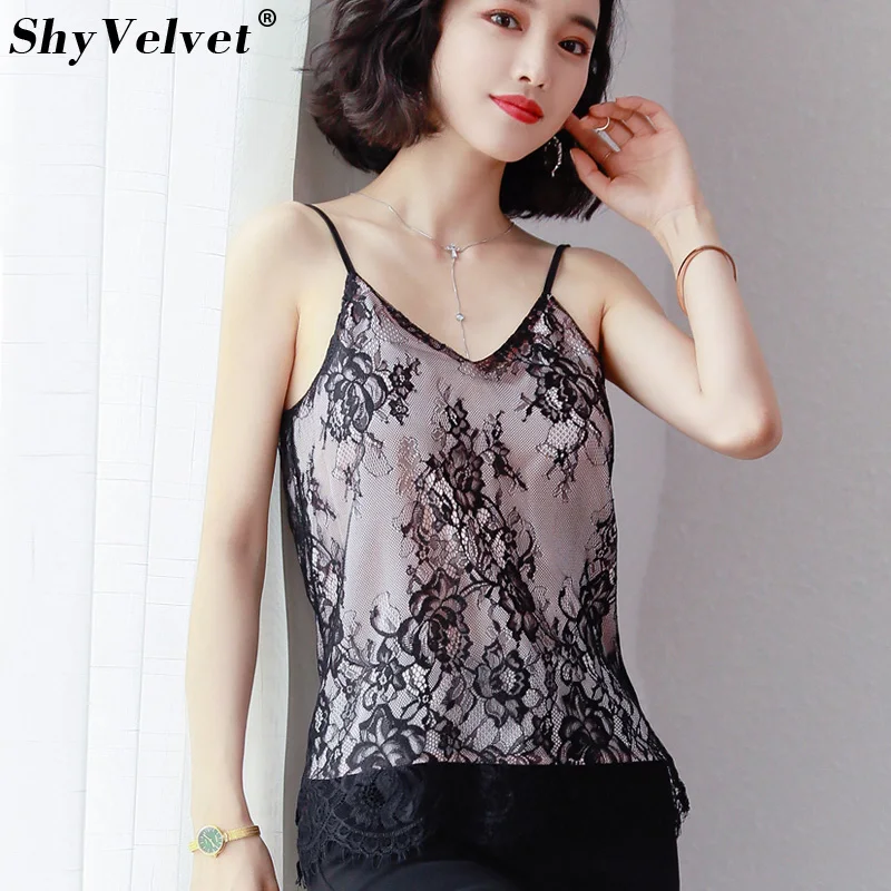 

Summer Lace Floral Camisole V Neck Women Vest Plus Size Tops Slim Fitness Camis Spaghetti Strap Sexy Halter Top