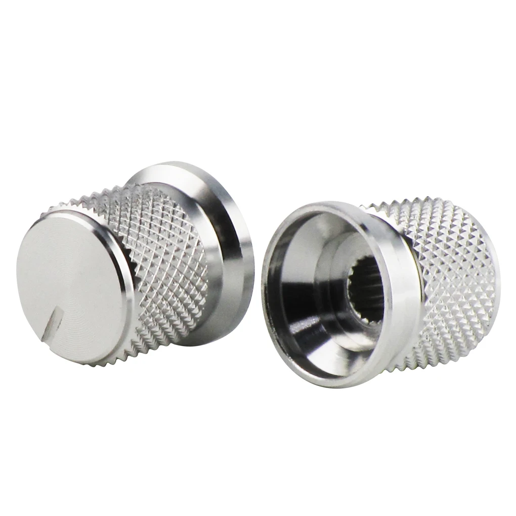 

FLEOR 2pcs Full Aluminum Metal Amplifier Amp Effect Pedal Knobs Potentiometer Audio Volume Shaft Hole 6mm ,Silver