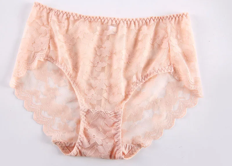 Queenral Transparent Panties For Women Cotton Mid Waist Briefs Underwear Sexy Panties Hollow Out Underpants Imitation Lingerie  778
