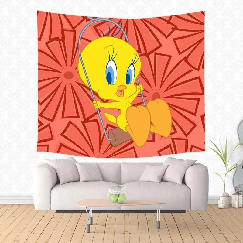 Tweety птица Печатные гобелены настенный Подгонянный Настенный декор гобелен пляжный коврик Домашний художественный Декор Йога Пикник коврик