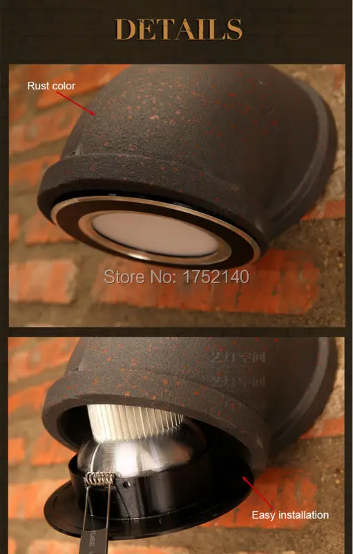 detail led wall lamp 3w,wrought iron diameter 9cm water pipe wall lamp,vintage industrial retro balcony stair lighting