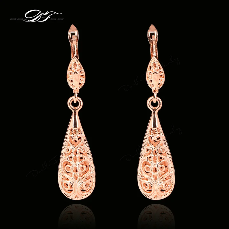 

Ethnic Style Vintage Water Drop Earrings Silver/Rose Gold Color Wedding Fashion Brand Retro Jewelry For Women Brincos DFE787M
