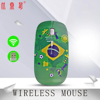 

BTS-012B Flag of Brazil 2.4GHz Opto-electronic Wireless Mouse Optical Mice 1200 DPI Wireless Mouse For Computer PC