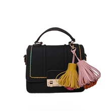 Coloured ribbon Crossbody Messenger Handbags 2017 Women Bag Fashion PU Leather Woman Shoulder Bag Casual Tassel Tote Bags