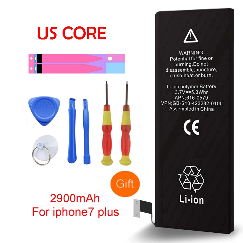 

High Quality A+ Battery Real Capacity 2900mAh Replacement Li-ion Battery With Tools for iphone 7 plus 0 Cycle 1 year warranty