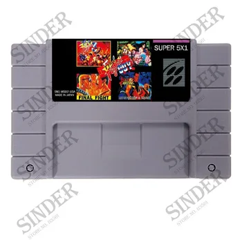 

Super Game 5 In 1 Final Fight Collection 16 Bit Gray Game Card For USA NTSC Game Player