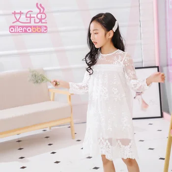 

2019 the spring and autumn period and the han edition brim white gauze dress lace seaside holiday beach princess dress