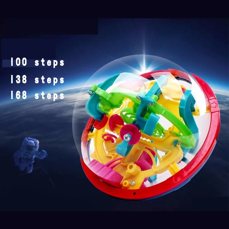 100 138 168 Steps Small Big Size 3D Labyrinth Magic Rolling Globe Ball Marble Puzzle Cubes Brain Teaser Game Sphere Maze (4)