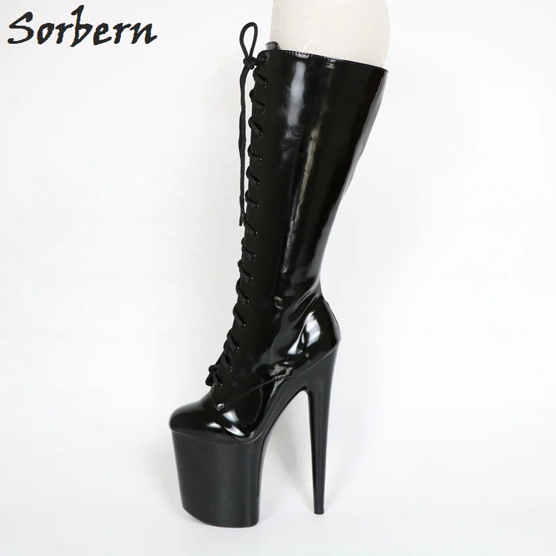 Altas De Con Señoras Sorbern Brillante Zapatos Botas Plataforma La En Las Negro Tamaño Tacón Rodilla Mujer Venta 11 Mujeres Black xqZYfIZv