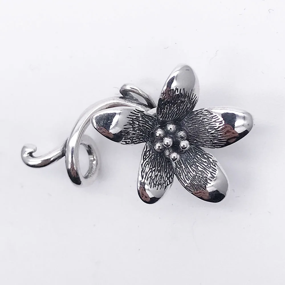 

925 Sterling Silver NEW Anemone Pendant Charms NOT Original Fit European Bracelet & Necklace Jewelry