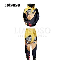 LIASOSO 3d принт унисекс Наруто Узумаки Наруто Uchiha Sasuke Haruno толстовка с капюшоном толстовки Брюки тренировочные штаны Jogger SetX2002