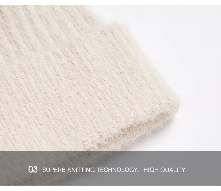 Woman Winter Hat Imitation Mink Fur Slouchy Beanie Thick Warm Turban Femme Straight Crochet Wool Hat Fur Pompom Skullies Beanies (19)