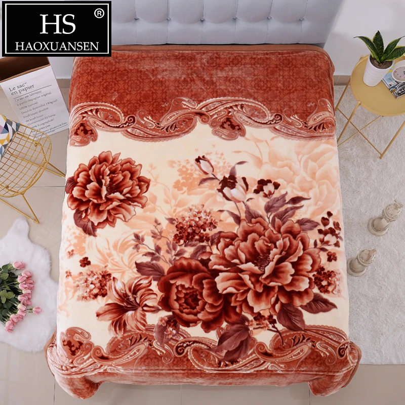 4.0 Kg Super Soft Thick Winter Cloudy Blanket 3D Floral Paisley Warm Weighted Blankets Queen Size Adult Bed Cover Bedspread | Дом и сад